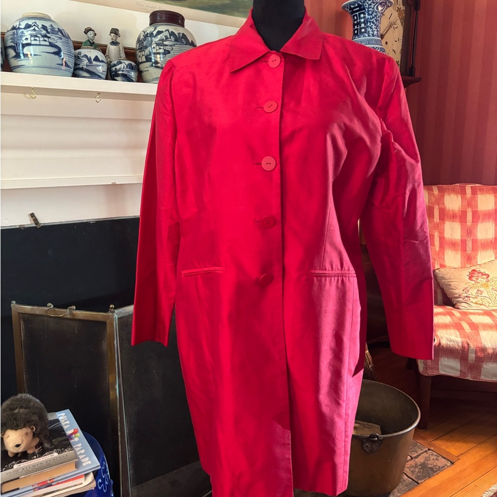 Chic Red Women's Trench Coat